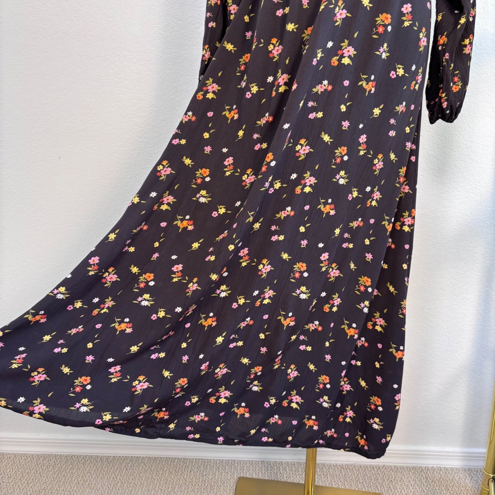 Billabong Floral Maxi Dress, Black XS, Long Sleeve Boho Prairie Cottage whimsy - Picture 14 of 16